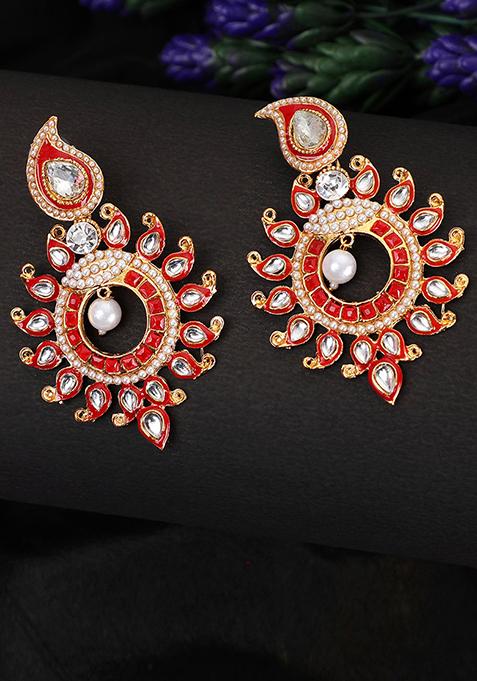 Red Cubic Zirconia Drop Earrings