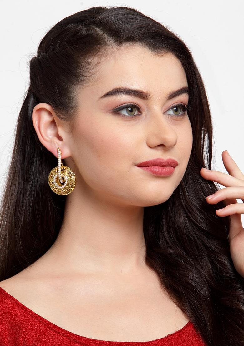 Gold Plated Bead Drop Earrings - Indya