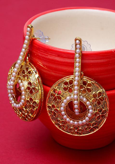 Gold Plated Bead Drop Earrings