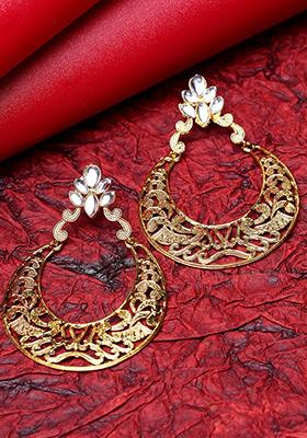 Gold Plated Cubic Zirconia Chandbali Earrings