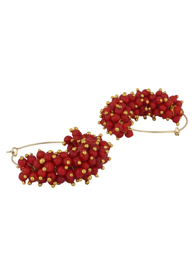 Red Bead Hoop Earrings - Indya