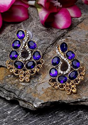 Blue Artificial Stone Stud Earrings