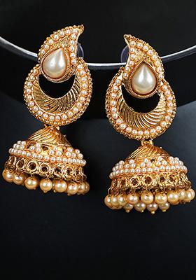 Gold Plated Bead Dangler Earrings