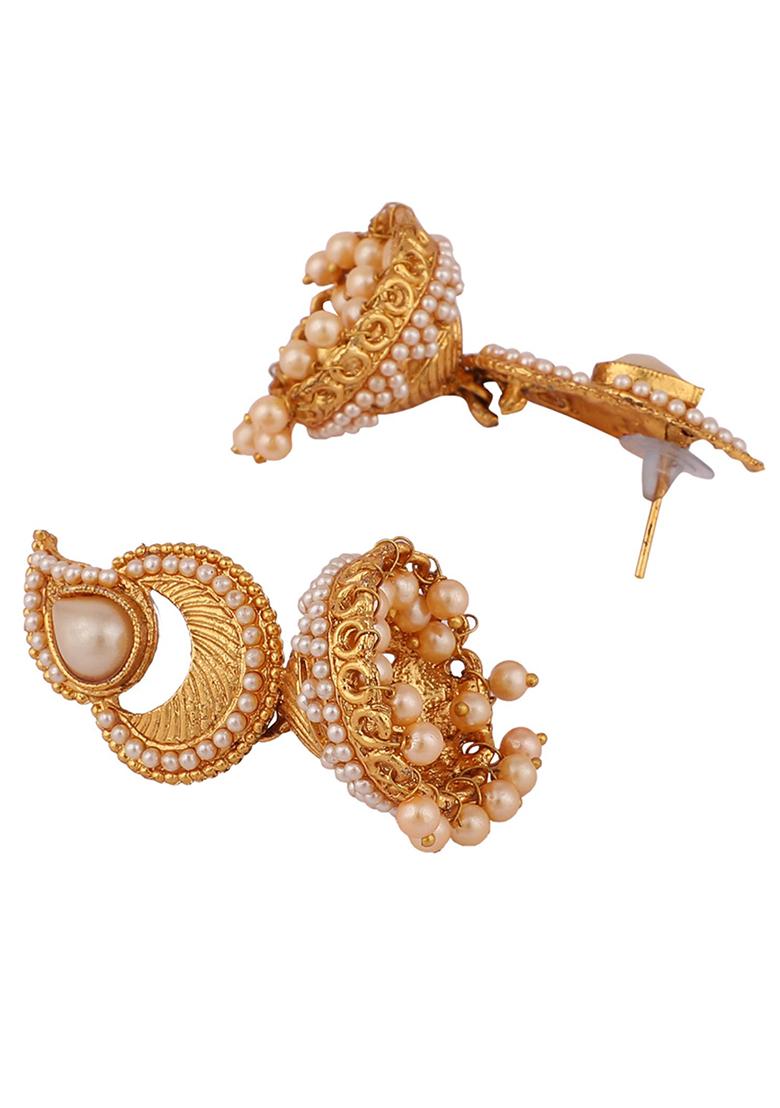 Gold Plated Bead Dangler Earrings - Indya