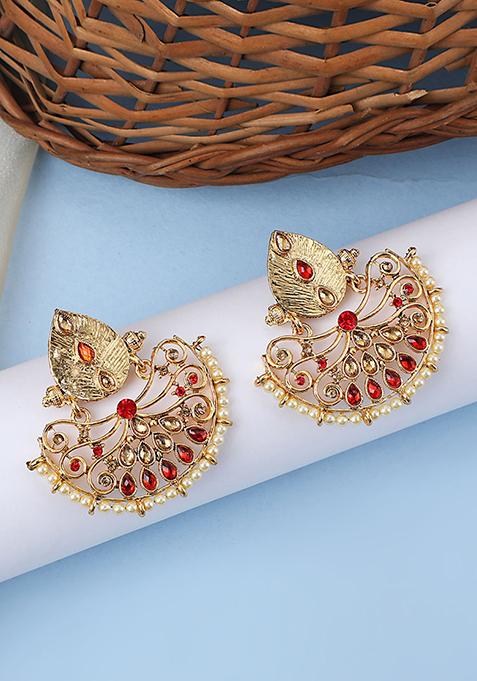 Red Cubic Zirconia Dangler Earrings