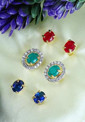 Multicolour American Diamond Dangler Earrings