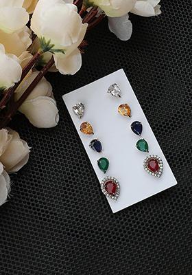 Multicolour American Diamond Dangler Earrings