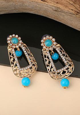 Turquoise Blue Artificial Stone Bead Dangler Earrings