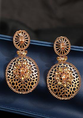 Gold Plated Artificial Stone Dangler Earrings