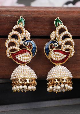 Off White Bead Dangler Earrings