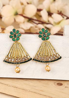 Green Artificial Stone Dangler Earrings