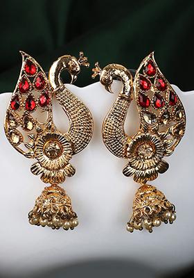 Red Artificial Stone Dangler Earrings