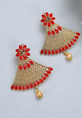 Red Artificial Stone Dangler Earrings