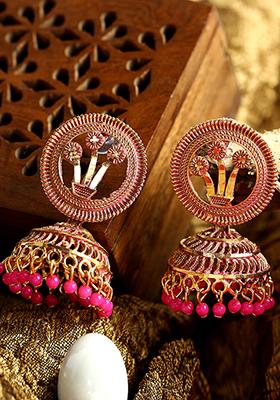 Pink Bead Dangler Earrings