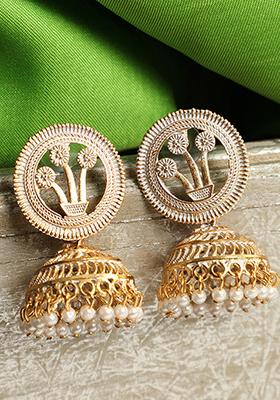 White Bead Dangler Earrings