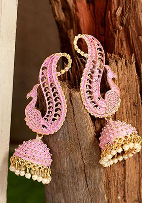 Pink Bead Dangler Earrings