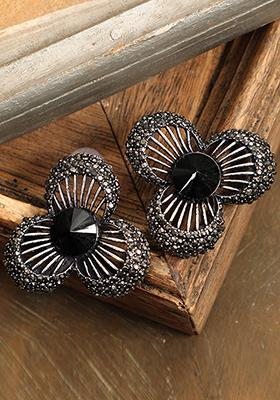 Metallic Artificial Stone Stud Earrings