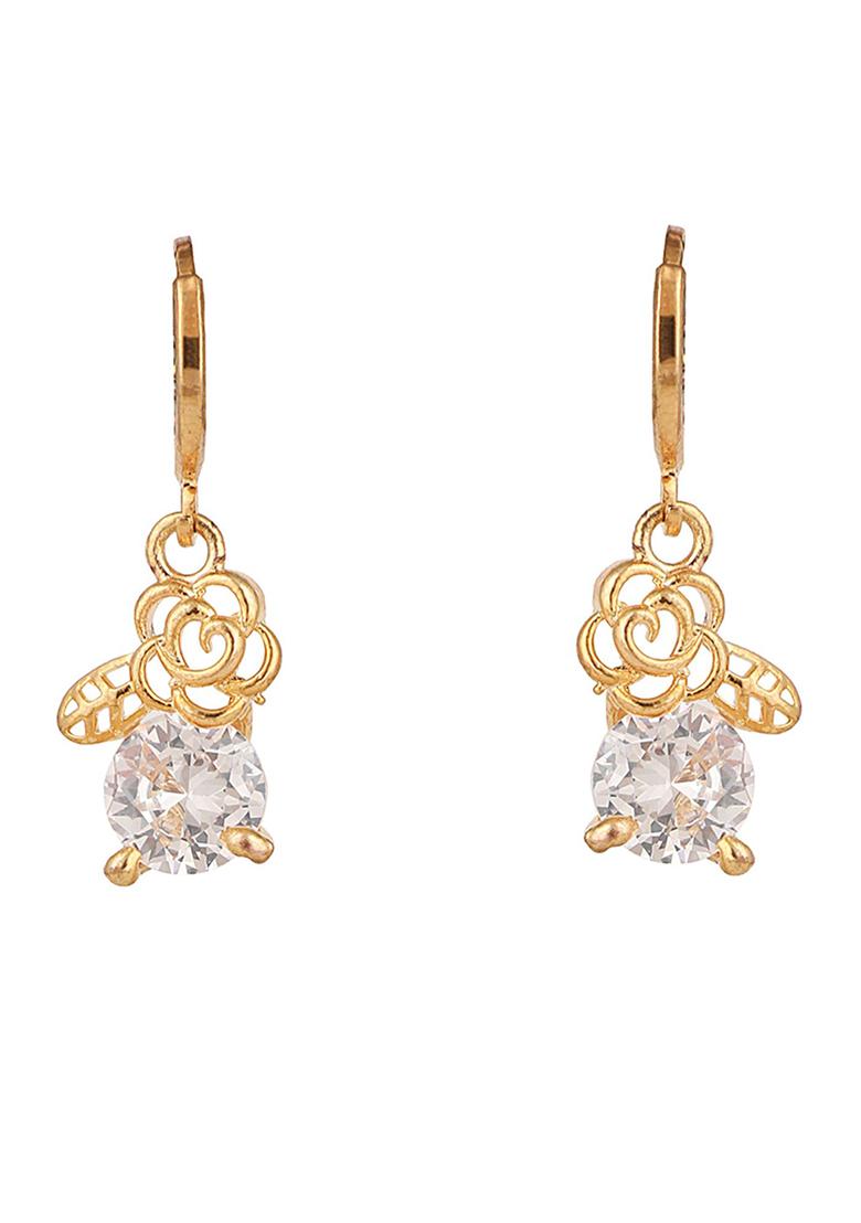 Gold Plated Artificial Stone Stud Earrings - Indya