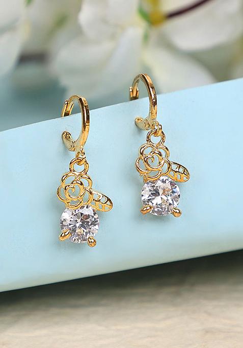 Gold Plated Artificial Stone Stud Earrings
