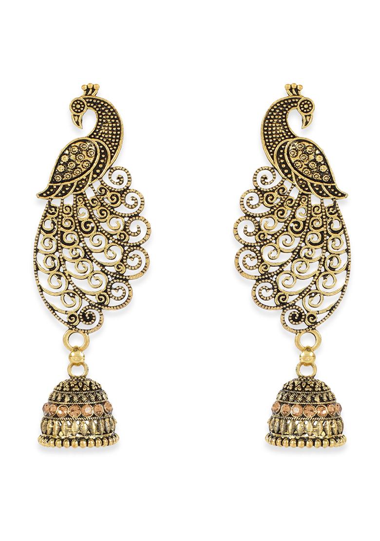 Gold Plated Jhumka Earrings - Indya