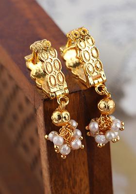 Gold Plated Bead Hoop Earrings