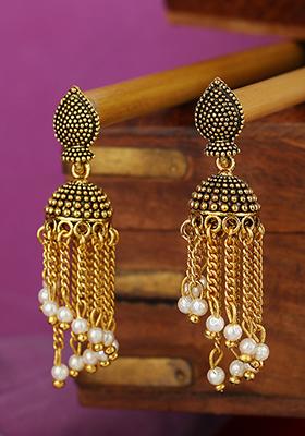 Gold Plated Bead Drop Earrings