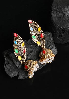 Multicolour Bead Jhumka Earrings