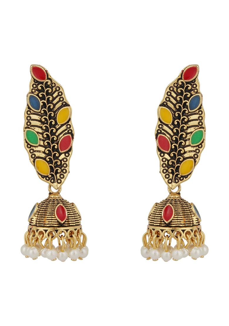Multicolour Bead Jhumka Earrings
