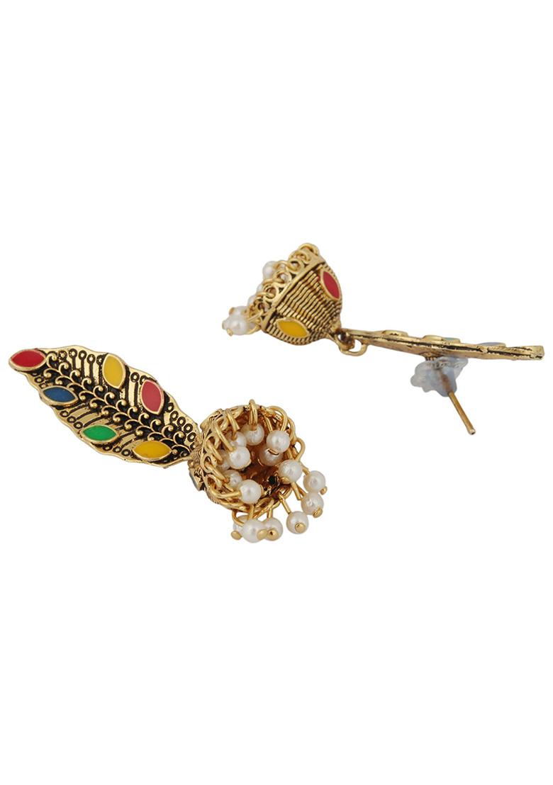 Multicolour Bead Jhumka Earrings
