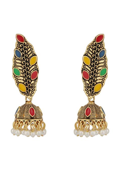 Multicolour Bead Jhumka Earrings