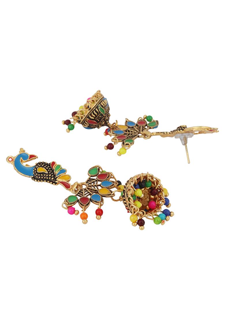 Multicolour Bead Drop Earrings - Indya