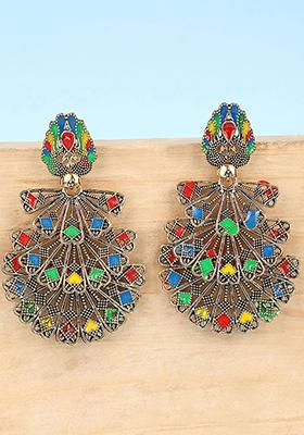 Multicolour Gold Toned Drop Earrings