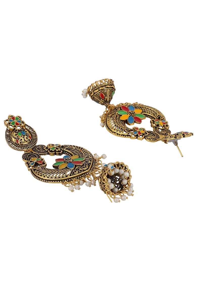 Multicolour Bead Jhumka Earrings