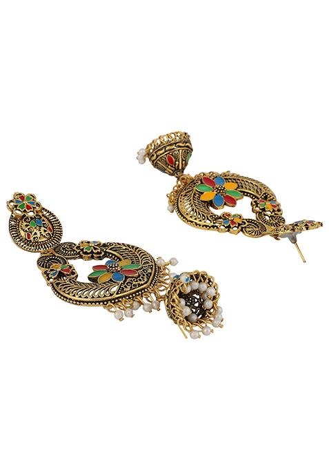 Multicolour Bead Jhumka Earrings