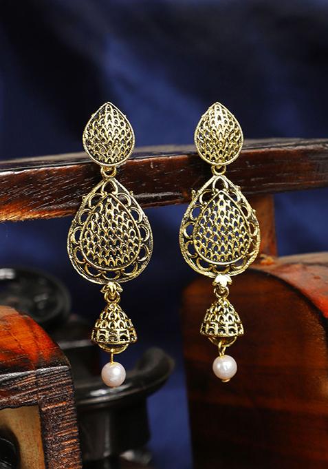 Gold Plated Bead Drop Earrings