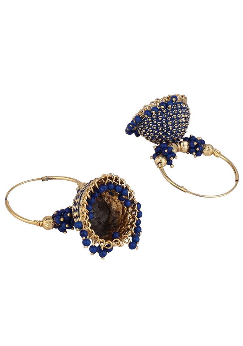 Blue Bead Jhumka Earrings