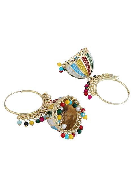 Multicolour Bead Jhumka Earrings
