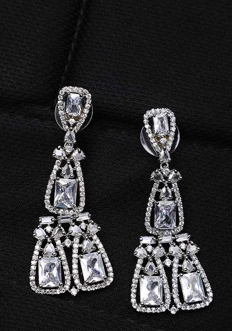 White American Diamond Drop Earrings