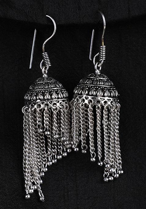 Silver Plated Jhumka Earrings