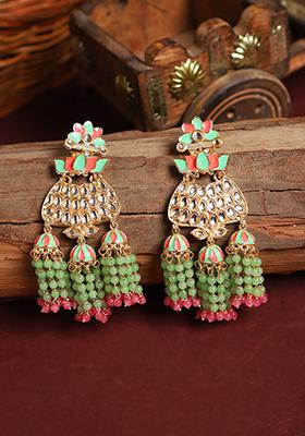 Sea Green Artificial Stone Bead Drop Earrings