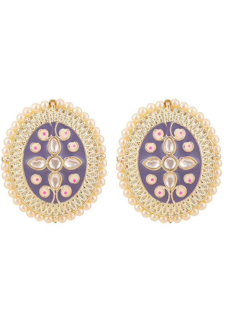 Blue Kundan Stud Earrings