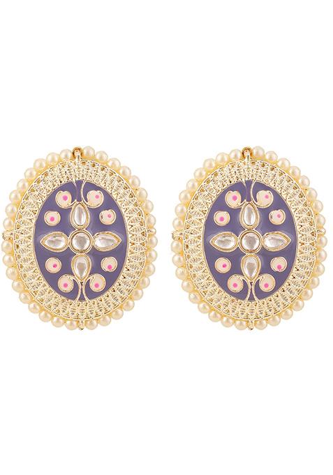 Blue Kundan Stud Earrings