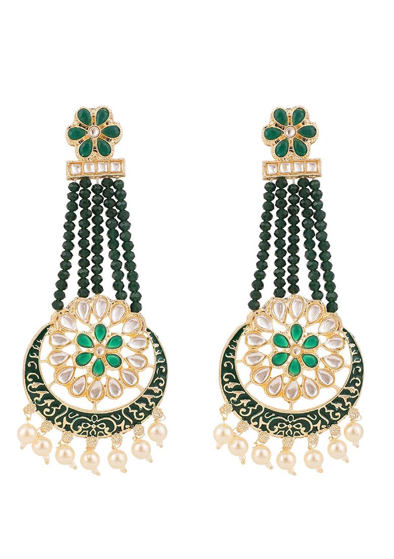 Green Artificial Stone Bead Drop Earrings