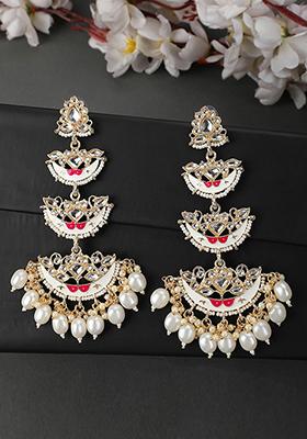 Red Artificial Stone Bead Drop Earrings