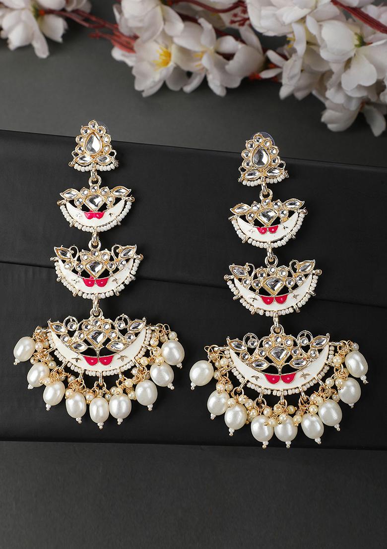 Red Artificial Stone Bead Drop Earrings