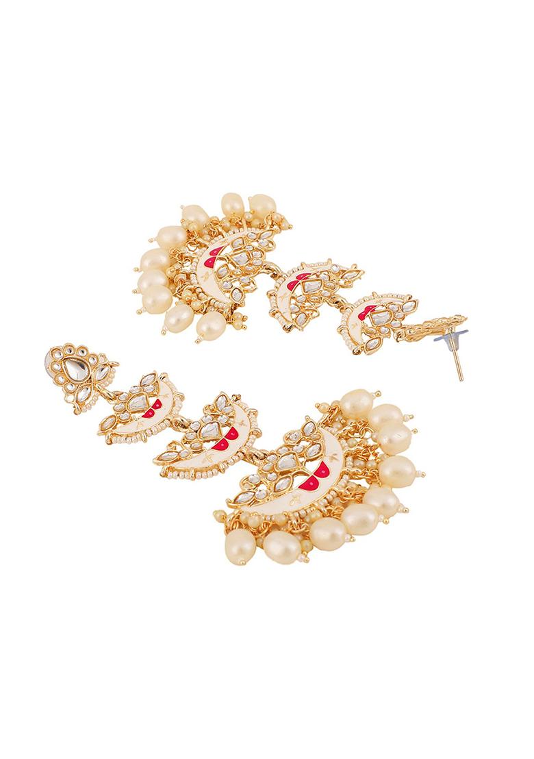 Red Artificial Stone Bead Drop Earrings