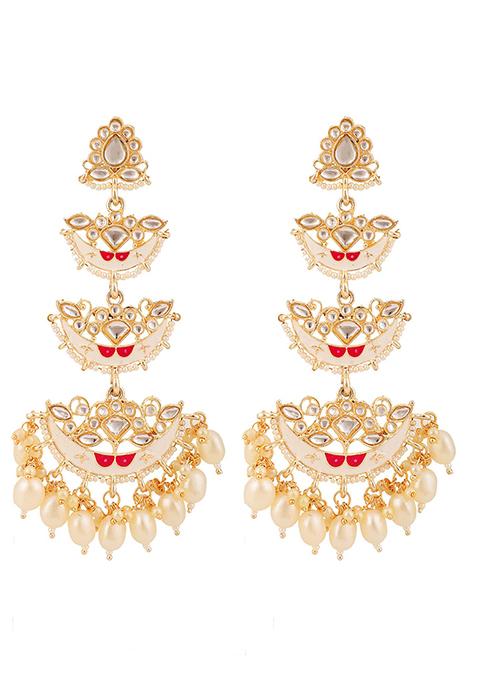 Red Artificial Stone Bead Drop Earrings