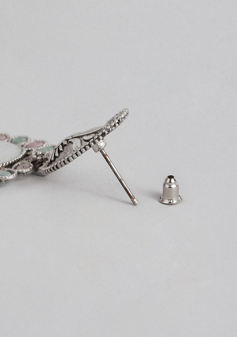 Silver Plated Cubic Zircon American Diamond Earrings