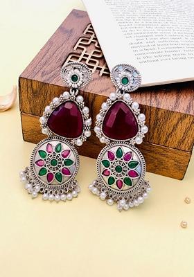 Silver Plated Cubic Zircon American Diamond Earrings