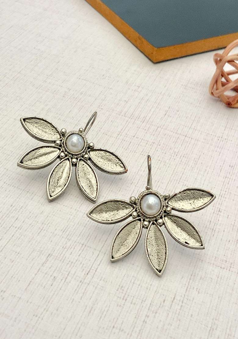 Silver Plated Cubic Zircon American Diamond Earrings - Indya